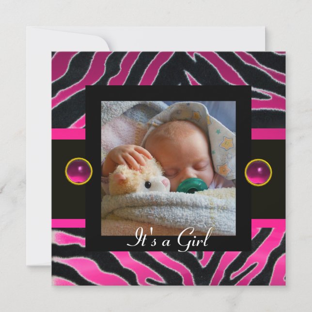 PINK BLACK WHITE ZEBRA FUR Monogram Photo Template (Front)