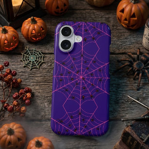 Pink Black Widow Spider Web Art Halloween Pattern