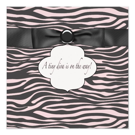 Pink Black Zebra Baby Girl Shower Card
