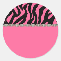 Pink & Black Zebra & Diamonds Address Labels