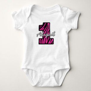 Pink Black Zebra One Year Old Infant Creeper
