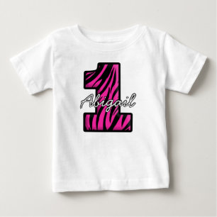 Pink Black Zebra One Year Old T-shirt