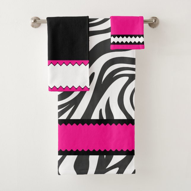 Pink, Black & Zebra print Towel Set (Insitu)