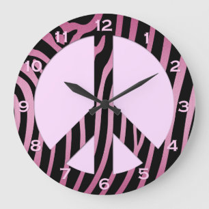 Pink Black Zebra Print Wall Clock