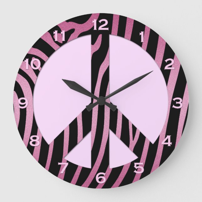 Pink Black Zebra Print Wall Clock (Front)