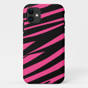Pink black zebra stripe fun stylish iphone 5 case