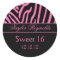Pink Black Zebra Sweet 16 Sticker