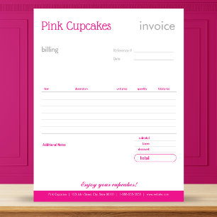 Pink Blank Order Form or Invoice Notepad