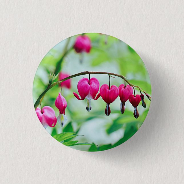 Pink Bleeding heart Flower 3 Cm Round Badge (Front)