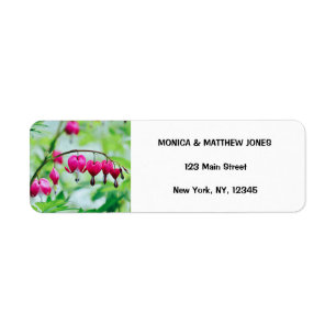 Pink Bleeding heart Flower Elegant Pretty Return Address Label