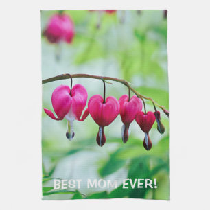 Pink Bleeding heart Flower Elegant Pretty Tea Towel
