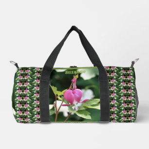 Pink Bleeding Heart Flower Mirror Personalised Duffle Bag