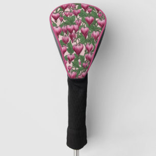 Pink bleeding heart flower pattern golf head cover