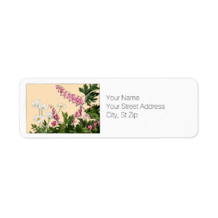 Pink Bleeding Heart Flowers Return Address Label