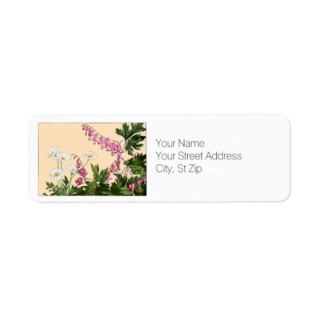 Pink Bleeding Heart Flowers Return Address Return Address Label (Front)