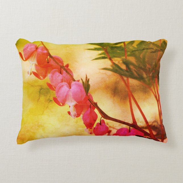 Pink Bleeding Hearts Abstract Floral  Decorative Cushion (Front)