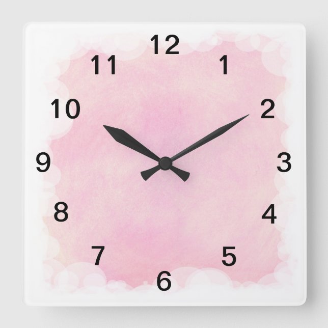 Pink Blends White Bubbles and Clouds Wall Clock (Front)