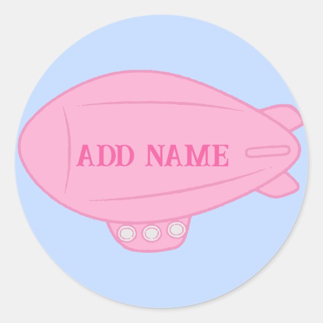 Pink Blimp Balloon In Blue Sky Custom Sticker (Front)
