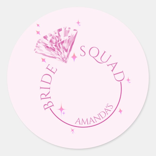 Pink Bling Diamond Bachelorette Party Classic Round Sticker (Front)