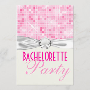 pink bling disco sparkle bachelorette party invitation