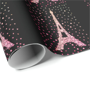 Pink Bling Eiffel Tower Wrapping Paper