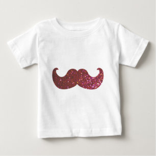 Pink Bling Moustache (Faux Glitter Graphic) Baby T-Shirt