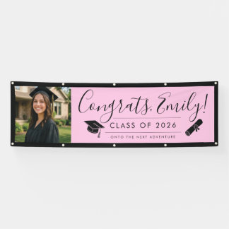 PINK & BLK 2026 | Graduation Banner with Photo