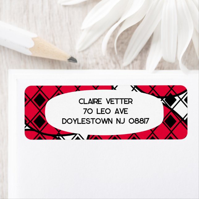 Pink Blob Harlequin  Return Address Label (Insitu)