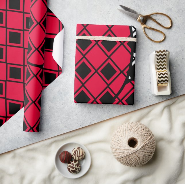 Pink Blob Harlequin  Wrapping Paper (Crafts)