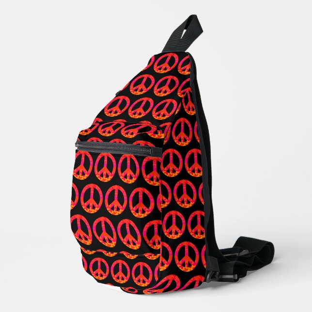 Pink blobs Peace Symbol Sling Bag (Right Corner)