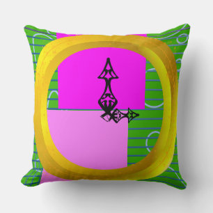 Pink Blocks on Gold Ring Green Geometric Cushion