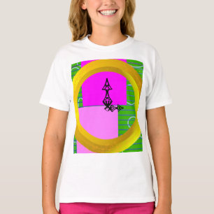 Pink Blocks on Gold Ring Green Geometric T-Shirt