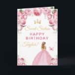 Pink Blonde Hair Girl Sweet Sixteen Birthday Card<br><div class="desc">This elegant and glamourous sweet sixteen birthday card can be personalised with a name or title such as daughter, granddaughter, niece, friend etc. The design features a beautiful princess with blonde hair in a blush pink ball gown. The text combines handwritten script and modern sans serif fonts for a classy...</div>