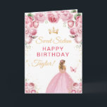 Pink Blonde Hair Girl Sweet Sixteen Birthday Card<br><div class="desc">This elegant and glamourous sweet sixteen birthday card can be personalised with a name or title such as daughter, granddaughter, niece, friend etc. The design features a beautiful princess with blonde hair in a blush pink ball gown. The text combines handwritten script and modern sans serif fonts for a classy...</div>