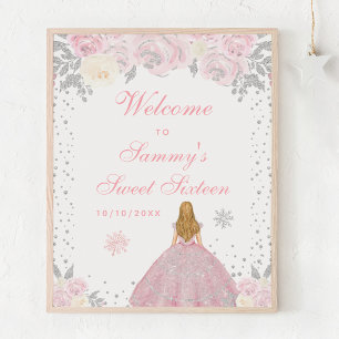 Pink Blonde Hair Girl Sweet Sixteen Welcome Poster
