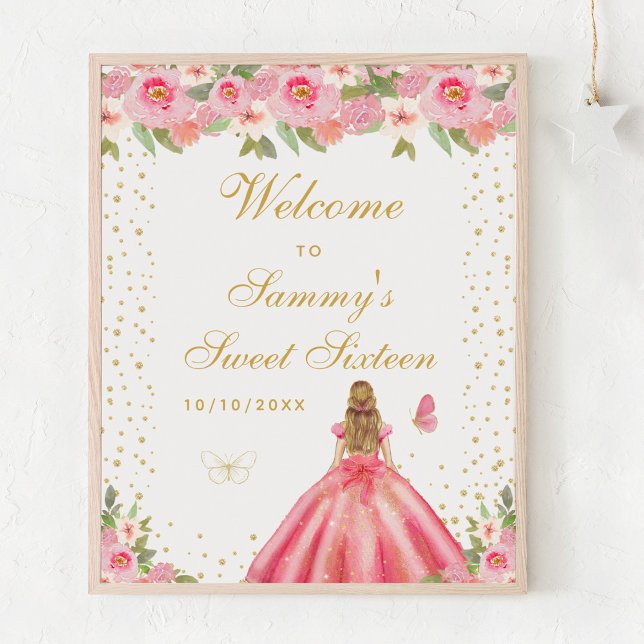 Pink Blonde Hair Girl Sweet Sixteen Welcome Poster (Creator Uploaded)