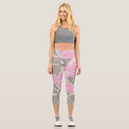 Pink Bloom Abstract Capri Leggings