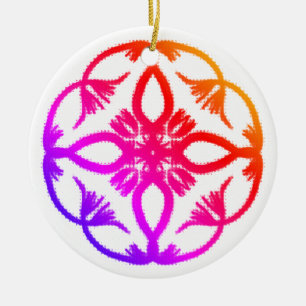 Pink Bloom Doodle Mandala #19  Ceramic Ornament
