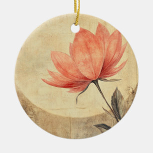Pink Bloom & Moonlit Serenity Ceramic Ornament