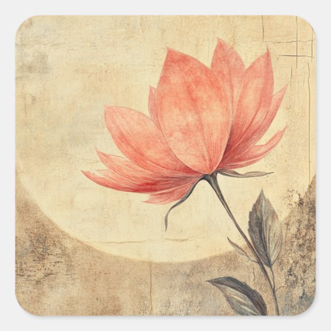 Pink Bloom & Moonlit Serenity Square Sticker (Front)