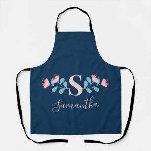 Pink blooming flowers in Scandinavian style Apron