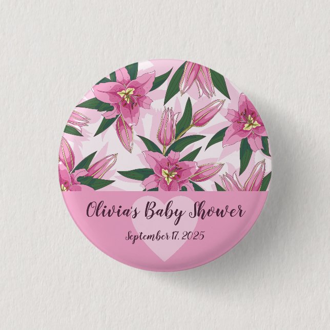 Pink Blooming Lily 3 Cm Round Badge (Front)