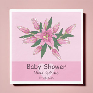 Pink Blooming Lily Baby Shower/Happy Birthday Napkin
