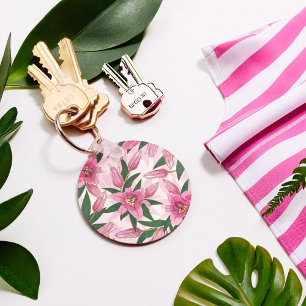 Pink Blooming Lily Key Ring