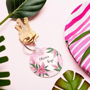 Pink Blooming Lily Key Ring