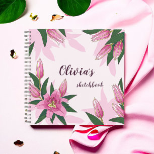 Pink Blooming Lily Sketchbook Notebook