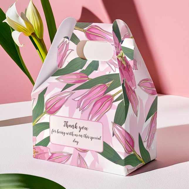 Pink Blooming Lily Thank you / Welcome  Favour Box (Pink Blooming Lily Thank you / Welcome Favor Box)