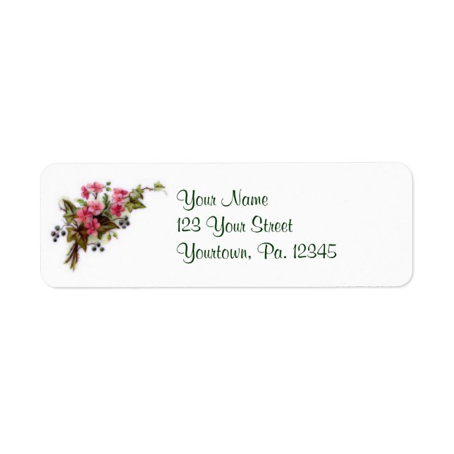 Pink Blooms Address Label Return Address Label (Front)