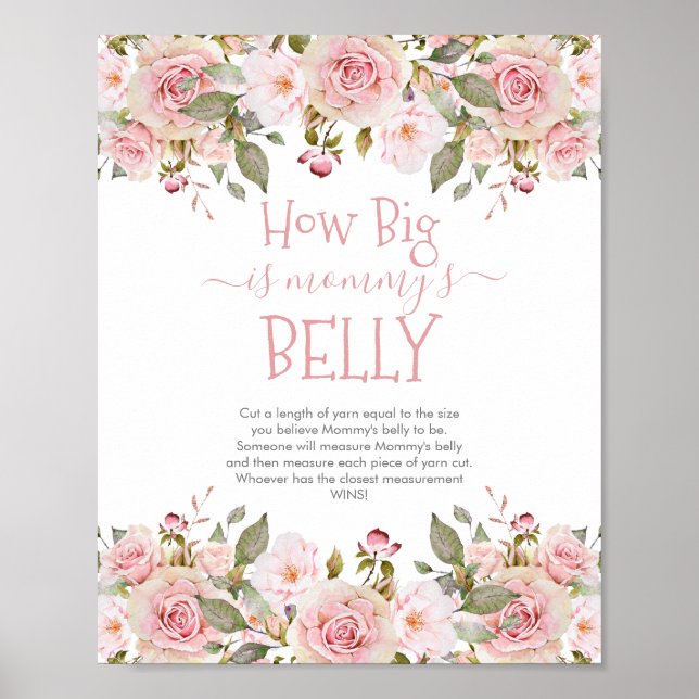 Pink Blooms Floral How Big is Mummy's Belly Game Poster (Front)