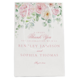 Pink Blooms Floral Hydrangea Wedding Favor Medium Gift Bag